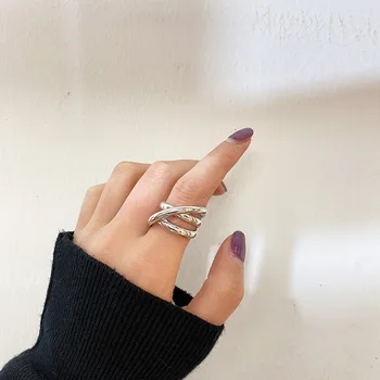 Moda titan čelik raspoređen prsten višeslojne upletena geometrijski prsten za žene minimalistički otvorene prstenje nakit