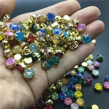 Velika prodajna cijena 6 8 10 mm cijele šivati na D Pandža gorski kristal smole Crystal шатоны Sa/bez zlatni pandža instalacija opal boje pomiješane