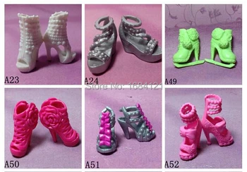Besplatna dostava, 20 parova/Lot mješoviti stil pomiješan boje cipela za Barbie lutke pribor za Barbie lutke, visokih potpetica za Barbie