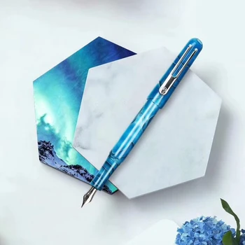 Novi Picasso целлулоидная перьевая ručka Pimio EtSandy Aurora Sky Blue PS-975 Iridium Fine Nib Writing poklon olovka za poslovni ured