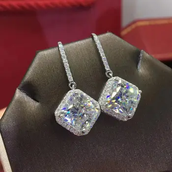 Zapanjujući trg 2ct Dijamant cz naušnice trenutno je 925 sterling srebra stranka vjenčanje lutaju naušnice za žene svadbeni nakit poklon
