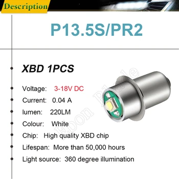 1 X P13.5S PR2 PR3 3W LED Svjetiljka Svjetiljka svjetiljka Zamjena žarulje Baklja 3V-18V / 5-24V ručnu svjetiljku rad svjetlo 4.5 V 6V 12V