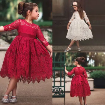 MUQGEW moda dijete djeca girl čipke cvijet tila Pola vrećice Princeza haljina stranka vjenčanje predstave haljina odjeća Vestidos