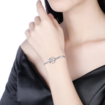 SILVERHOO srebra 925 narukvica za žene jednostavan cvijet Šarm narukvice tanki srebrni nakit godišnjice gf