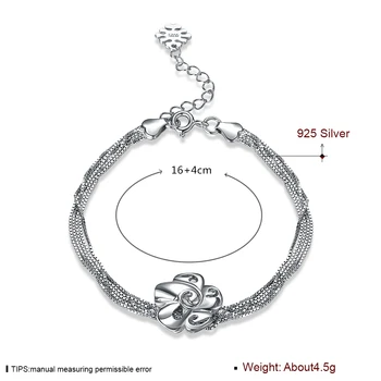 SILVERHOO srebra 925 narukvica za žene jednostavan cvijet Šarm narukvice tanki srebrni nakit godišnjice gf