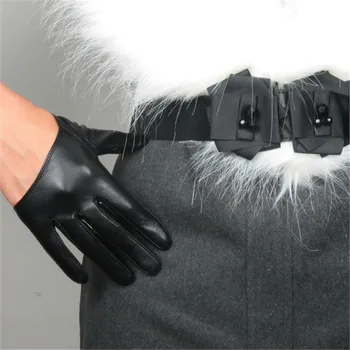 Prirodna koža čista kožuh pola dlana moda crna europska opcija rezanja sa postavom elegantne ženske rukavice TB75