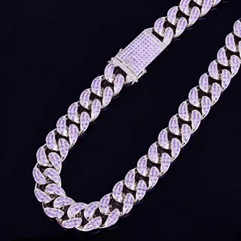 Muška 20 mm teška ljubičasta Cirkon Miami kubanske karika ogrlica ogrlica Bling Bling hip-hop i rock nakit zlatna boja lanac 18