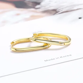 Srebro 925 sterling ženska naušnica korejski moda minimalizam blagi zlato ovalni naušnice folijom fin nakit za djevojčice darove