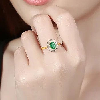 Berba princeza zeleni kristal, smaragd, dragulji i dijamanti prsten za žene 18k zlato color nakita bijoux bague party elegantan poklon