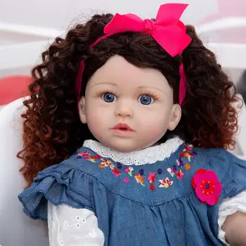 KEIUMI 23Inch Reborn Baby Toddler Doll Silicone Full Body Bathe lovely Princess Baby Doll Reborns For Child Birthday Gift