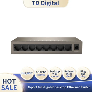 TDTEG1008M gigabit switch 8-port puni gigabit stolni Ethernet preklopnik za kamere za nadgledanje sigurnosti bežične AP