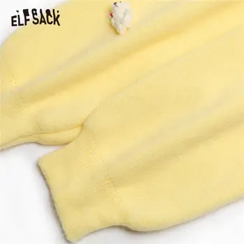 ELFSACK Pure Solid Bear Doll korejski žene pleteni puloveri veste, 2020 jesen elf punu rukava,svakodnevne dame Basic Daily Slatka Top