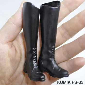 Vruće 1/6 crne čizme prazne unutarnje cipele ženske 1/6 skala FS33-FS36 pogodan za 12