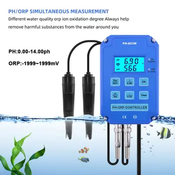 PH-803W 2-in-1 PH ORP Redox Controller Wifi Relay Output Power Monitor tester kvalitete vode za laboratorijsku analizu akvarija