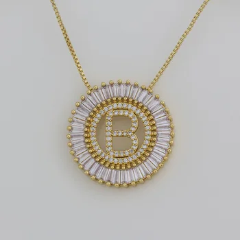 Hot prodaja A-Z inicijale 3 boje bira mikro utrti CZ pismo privjesak ogrlice Za žene Šarm krugu obitelji nakit poklon