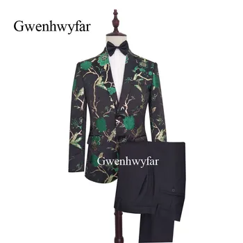 Gwenhwyfar luksuzni smoking 2 kom. жаккардовый odijelo 2019 luksuzni roza odijelo Mariage Homme muška odijela s hlačama berba muška odijela