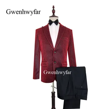 Gwenhwyfar luksuzni smoking 2 kom. жаккардовый odijelo 2019 luksuzni roza odijelo Mariage Homme muška odijela s hlačama berba muška odijela