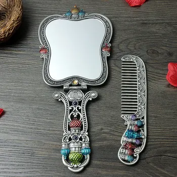 Europski крупноразмерные metalni ručni ogledalo jednostavno pregibno klizni veza ogledalo sa češljem za vjenčanje djevojke HZJ014