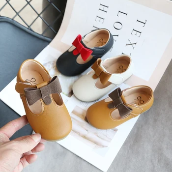 Novi luk dječji dijete dječje Casual cipele slatka mala djevojke Bijela Crna umjetna koža cipele za djevojčice dance cipele 1-7 godina