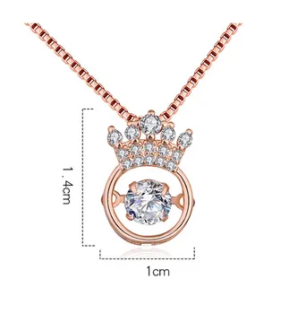 Cellacity srebro 925 nakit okrugli dragulji Crown privjesak ogrlice za žene pulsirajuće srce Trendi ženski ključne kosti lanca pokloni