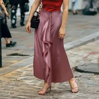 Elegantne Satin Suknje, Ženske Celmia Asimetrične Suknje Ljeto Plus Veličine Čvrste Suknja Jesen Moda Svakodnevni Ukrašen Uredski Suknja