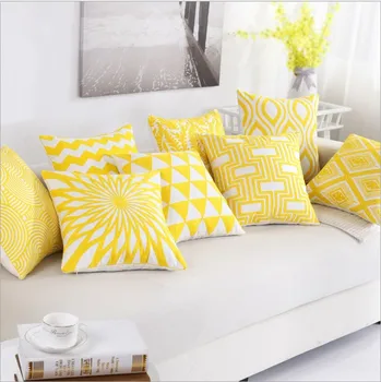 Luksuzni vezeni pamuk jastučnicu žuta home dekor jastučnicu Božićni poklon kauč baciti jastučnica 45X45CM