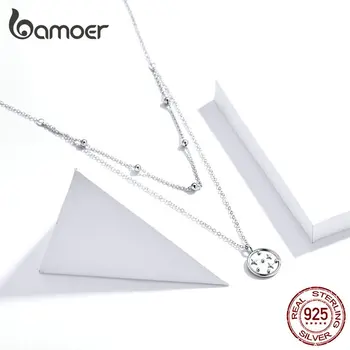 Bamoer srebra 925 ogrlica Čuvar Zvijezda niskonaponsku dual ogrlica vjenčani dar žene fin nakit podesiva GXN365