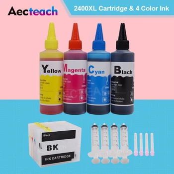 Aecteach Refill Ink Cartridge PGI2400 For Canon MAXIFY MB5140 MB5340 MB5440 Printer+ 400 ml Refill Dye Ink For Canon PGI-2400XL