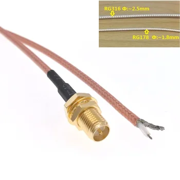 10шт RP-SMA Ženski na tiskanoj pločici lem pletenica kabel RG178 ili RG316 za WIFI bežične s niskim gubicima 8 