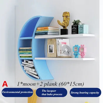 [HHT] kreativni Mjesec klinasto drvena ploča polica za skladištenje dnevni boravak dječja soba ukras na policama bookshelf