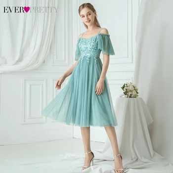 Elegantne haljine djeveruša ikada prilično EP00745DN šljokicama aplicirano A-Line V-neck, ukrašen tila vjenčanice za goste Sukienki