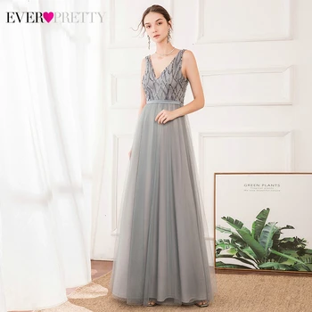 Elegantne haljine djeveruša ikada prilično EP00745DN šljokicama aplicirano A-Line V-neck, ukrašen tila vjenčanice za goste Sukienki