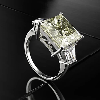 OEVAS 925 sterling srebra 12*12 mm Akvamarin, Safir vjenčano prstenje za žene pjenušava высокоуглеродистые dijamant fin nakit