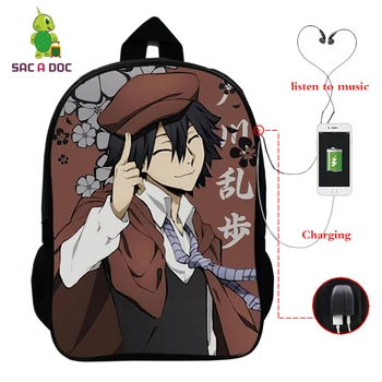 Muški ruksak anime Bungou zalutao pas laptop torbu i USB punjenje školske torbe za djevojaka Schooltas Jongen College Bookbag