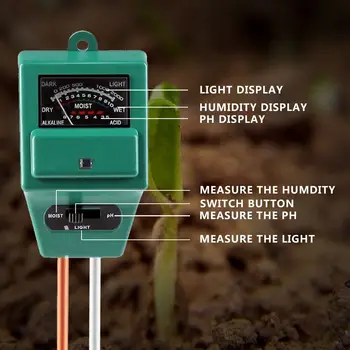 3 u 1 tel cvijeta biljka detektor metra test vlage, vode, tla tester svjetlosti Analized metara tel za vrt / farma / travnjak