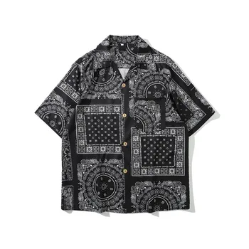 Tamna ikonu marama puna tiskano havajski košulja 2020 ljeto stare košulje muškarci ulične košulje za muškarce majice casual kratke redovite