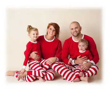 Obitelj Odgovarajuće Crvene I Bijele Prugaste Božićne Pidžama Pidžama Setovi Dječji Božićni Pidžama Pidžama Za Novu Godinu