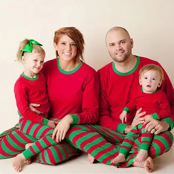 Obitelj Odgovarajuće Crvene I Bijele Prugaste Božićne Pidžama Pidžama Setovi Dječji Božićni Pidžama Pidžama Za Novu Godinu