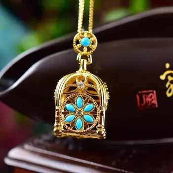 Novi silver optočena kubni cirkonij privjesak ogrlica kineski stil retro jedinstveni antički zlatni vještine ženski brand nakita