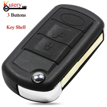 Kutery Remote Folding Car Key Shell For Range Rover Land Rover 3Buttons Replacement Case Fob Cover With Uncut Blade
