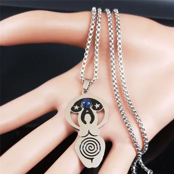 АФАВА vihor božica ogrlice od nehrđajućeg čelika žene srebrna boja pentagram ogrlice i privjesci nakit ovratnik mujer N3325S02