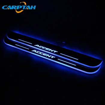 CARPTAH Trim Pedal Car Exterior Parts LED Door Sill Scuff Plate Pathway Dynamic Streamer light For Hyundai Accent I25 2012 -2018