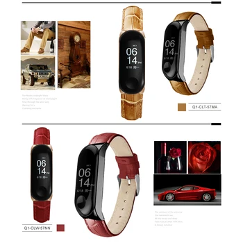 Crno kućište od ružičastog zlata Smart Watch band za Xiaomi Mi Band 4/5 Kožni remen za xiaomi mi band 4/3 narukvica Miband 5/4/3 remen