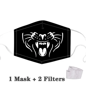 Maska Black Print Face Mask Fashion Funny PM2.5 Usta Breathable Face Mask Unisex Usta Mask with 2 Activated Carbon Filter Mask
