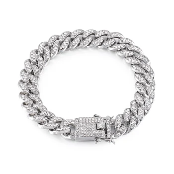 US7 hip-hop 13 mm Miami kubanski karika lanca ogrlica Ledeni Out Bling vještački dijamant ogrlice za muškarce nakit