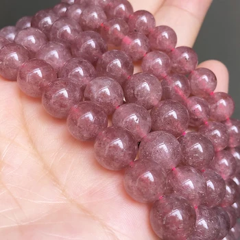 Prirodni kamen jagoda kvarc Kristalne perle, dugmad slobodan razuporne perle za izradu nakita perle Diy narukvice 6 8 10 mm 7,5 inča