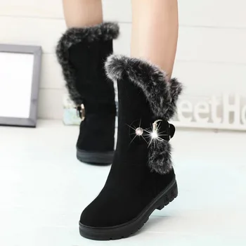 Zimska obuća ženske zimske čizme 2021 moda toplo divokoza čvrsta kopča ženske zimske čizme trg štikle čizme ženske cipele