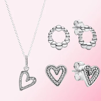 925 sterling srebra Valentinovo pjenušava Slobodnom srcu kuglice krug naušnice privjesak ogrlica nakit žena