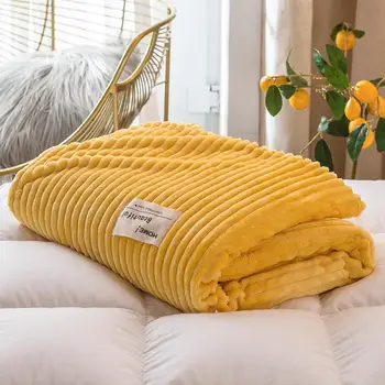 Pokrivači za krevete puna žuta mekana topla 300GSM pokrivač kvadratnom фланелевое pokrivač na krevetu debljina baci deku