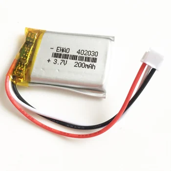 3.7 V Lipo polimer baterija punjiva 200mAh 402030 JST 1.5 mm 3pin подгонянная Veleprodaja CE FCC ROHS MSDS certifikat kvalitete